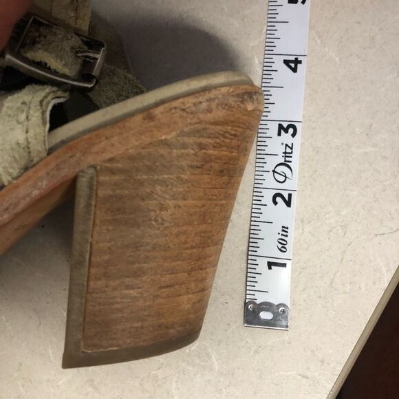 Frye Izzy Artisan Leather Cream Gray Open Toe heel Sling Sandals Women’s Size 7B - Picture 12 of 12